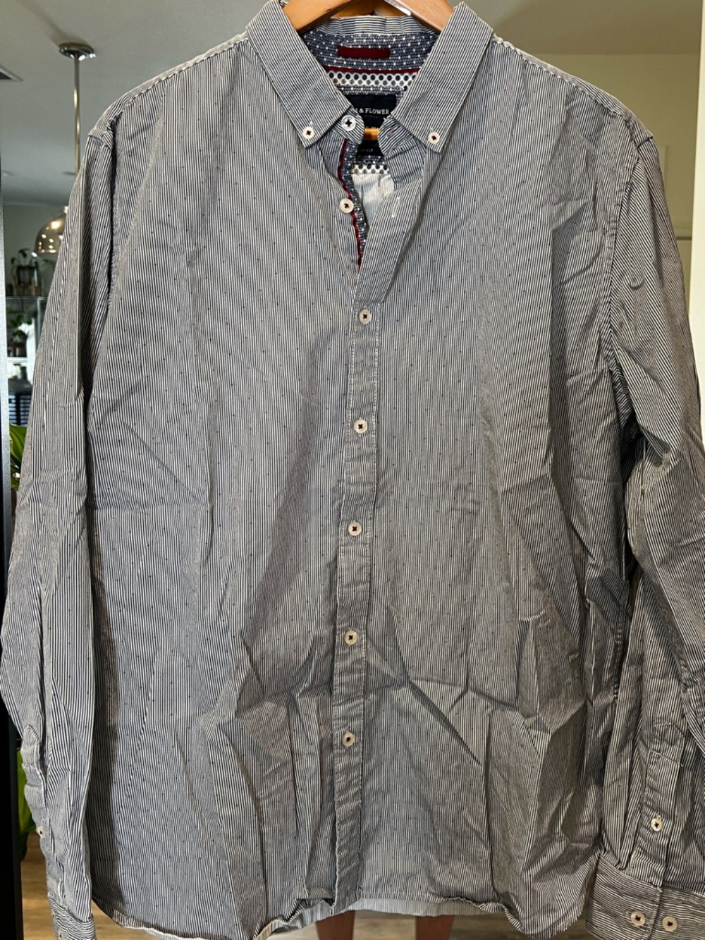 Denim & Flower Navy and White Pinstripe Button-Down Shirt